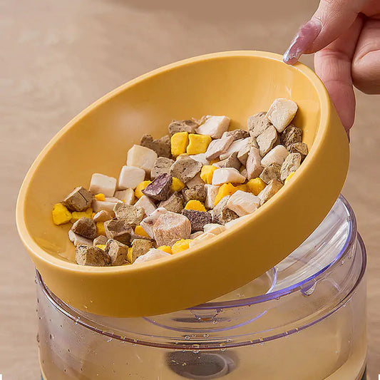 Detachable elevated food bowl for easy cleaning.