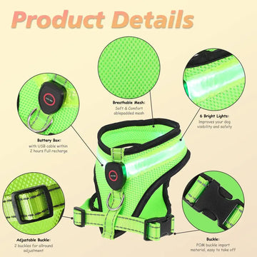 High Visibility LED Glowing Dog Harness