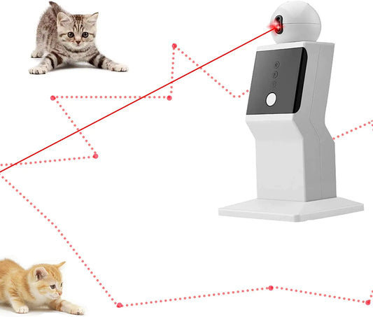 Excited cat chasing the red laser dot with the WhiskerWand Rechargeable Laser Toy